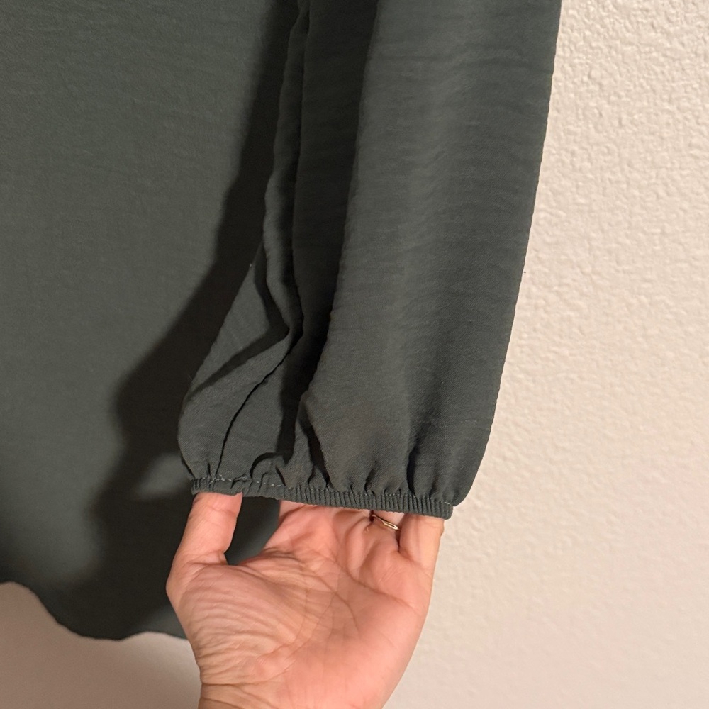 Large Altar'd State Olive Green Long Sleeve Flowy Dress with Back Tie - Picture 5 of 7